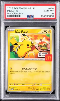2025 POKEMON JAPANESE M-P PROMO MCDONALD'S #020 PIKACHU PSA 10 - Image 1