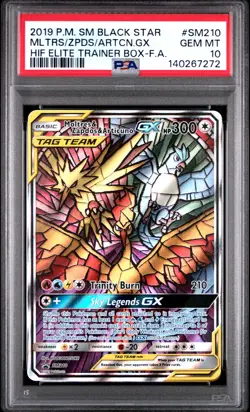 2019 POKEMON SM BLACK STAR PROMO FULL ART/MOLTRES & ZAPDOS & ARTICUNO GX PSA 10 - Image 1