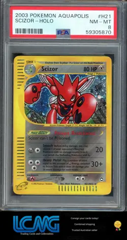 PSA 8 Pokemon TCG Card Aquapolis #H21/H32 Scizor Holo - Image 1