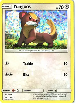 McDonald's Promos 2017 Yungoos Trading Card Holo #012/012 Ungraded Pokemon - Image 1