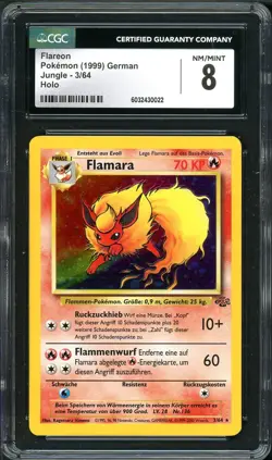 CGC 8 Flareon (Flamara) Jungle 3/64 Holo SWIRL (GERMAN) Pokemon Card NM/MINT psa - Image 1