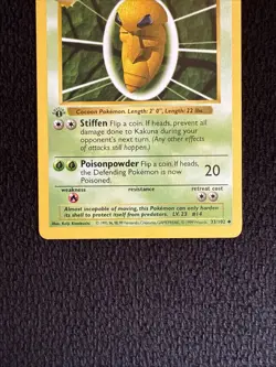 1999 Pokemon Base Set 1st Edition Kakuna Shadowless #33/102 Vintage WotC - Image 3