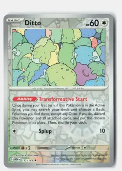 Ditto Reverse Holo 132/165 Rare 151 Pokemon Near Mint - Image 1
