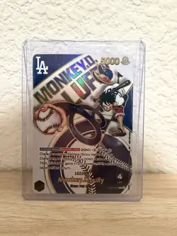 One Piece Dodgers Luffy Card Anime MLB Style Custom Collectible - Image 1
