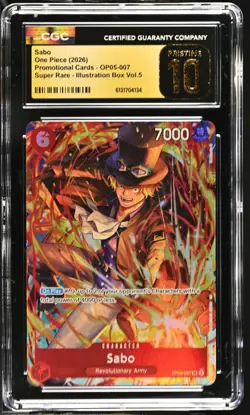 One Piece TCG Promo Card OP05-007 Sabo CGC Pristine 10 BLACK LABEL PERFECT - Image 1