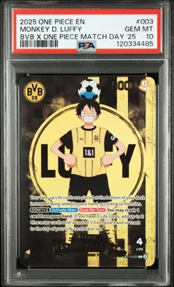 DORTMUND Monkey D. Luffy 2025 BVB One Piece Match Day Promo English #003 PSA 10 - Image 1