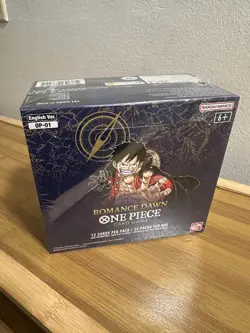 ONE PIECE TCG ROMANCE DAWN OP-01 FACTORY SEALED 24 PACK BOOSTER BOX, BLUE BOTTOM - Image 1