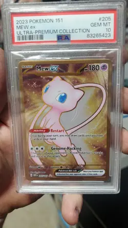 2023 POKEMON 151 ULTRA-PREMIUM COLLECTION 205/165 MEW EX Metal Promo Card PSA 10 - Image 1