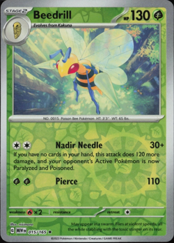 Pokemon Card Beedrill Scarlet & Violet 151 Reverse Holo Rare 015/165 Near Mint - Image 1