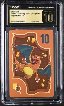 ✨✨ CGC 10 PRISTINE CHARIZARD 2022 PAPER SAFARI 10 PLAYING CARD KOREAN POKEMON - Image 1