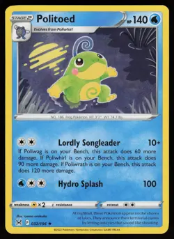 POLITOED 032/196 RARE LOST ORIGIN POKEMON NM/M - Image 1