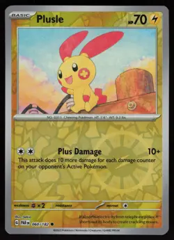 PLUSLE 060/182 COMMON PARADOX RIFT POKEMON REVERSE HOLO NM/M - Image 1