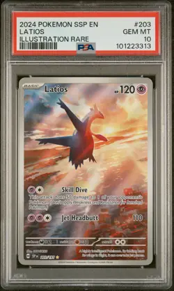 2024 POKEMON SSP EN-SURGING SPARKS ILLUSTRATION RARE #203 LATIOS PSA 10 - Image 1