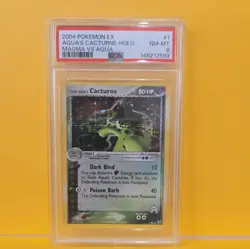 2004 POKEMON EX TEAM MAGMA VS TEAM AQUA #1 TEAM AQUA'S CACTURNE-HOLO PSA 8 - Image 1