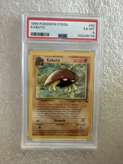 1999 Pokemon Fossil Kabuto Gold Stamp Promo PSA 6 #50/62 - Image 1