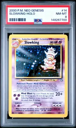 2000 POKEMON NEO GENESIS #14 SLOWKING-HOLO PSA 8 - Image 1