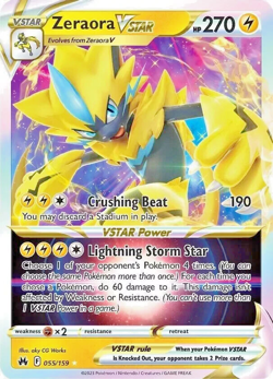 Pokemon TCG Zeraora VSTAR 055/159 Extended Art Ultra Rare Holo - Image 1