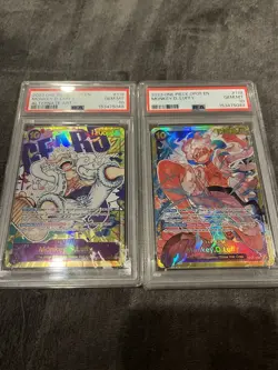 One Piece OP05 Lot 2 Monkey D. Luffy OP05-119 EN Alt Art & SEC PSA 10 Sequential - Image 1
