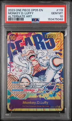 One Piece OP05 Lot 2 Monkey D. Luffy OP05-119 EN Alt Art & SEC PSA 10 Sequential - Image 2