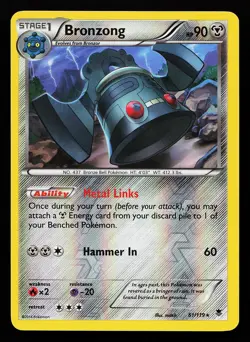 Bronzong 61/119 Reverse Holo Rare Phantom Forces Pokemon Card - Image 1