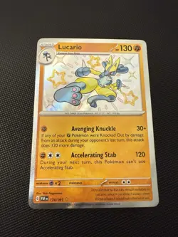 Pokemon SV Paldean Fates Lucario Shiny Rare Holo Card 174/091 - Image 1