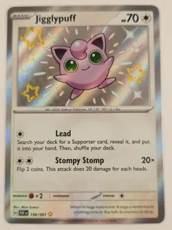 Jigglypuff - 198/091 - Paldean Fates - Baby Shiny Pokemon TCG Card NM Rare - Image 1