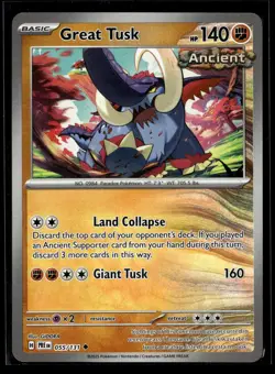 Great Tusk (Master Ball Pattern) 055/131 SV: Prismatic Evolutions Pokemon NM/M - Image 1