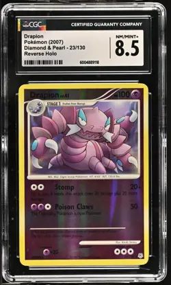 CGC 8.5 - Pop 8 - Drapion 23/130 Diamond and Pearl Reverse Holo Pokemon - Image 1