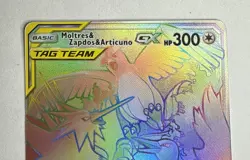 Rainbow Moltres Zapdos Articuno GX Secret Rare Pokemon 69/68 Tag Team Holo - Image 2