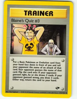 Blaine's Quiz #3 - 112/132 Gym Challenge - Pokemon TCG - 2000 - Image 1
