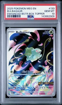 Pokemon Bulbasaur Me01: Mega Evolution Illustration Rare Holo Box Topper PSA 10 - Image 1
