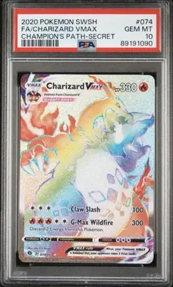 Pokemon Charizard VMAX Champions Path Secret Rare 074/073 PSA 10 GEM MINT - Image 1