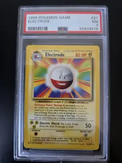 Electrode #021/102 1999 Pokemon Base Set Unlimited Non-Holo PSA Near Mint 7 - Image 1