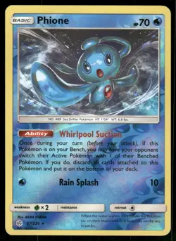 Phione 2019 Cosmic Eclipse Reverse Holo Pokemon Card 57/236 (NM) - Image 1