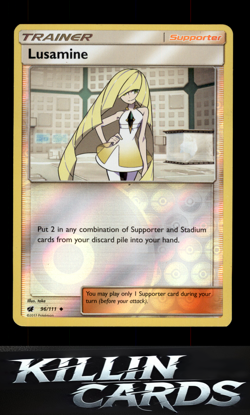 Reverse Holofoil Lusamine 96/111 Pokemon Uncommon SM - Crimson Invasion Card NM - Image 1