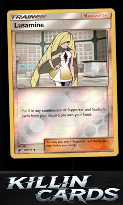 Reverse Holofoil Lusamine 96/111 Pokemon Uncommon SM - Crimson Invasion Card LP - Image 1