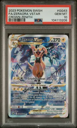 2023 POKEMON SWORD & SHIELD CROWN ZENITH #GG43 FULL ART/ZERAORA VSTAR PSA 10 - Image 1