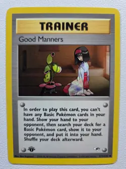Good Manners Gym Heroes 111/132 Uncommon 1st Edition NM Pokemon TCG - Image 1