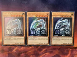 3x YuGiOh Blue Eyes White Dragon RA-EN085 Ultra Rare Stamped 1st Ed NM - Image 1