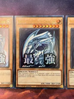 3x YuGiOh Blue Eyes White Dragon RA-EN085 Ultra Rare Stamped 1st Ed NM - Image 3