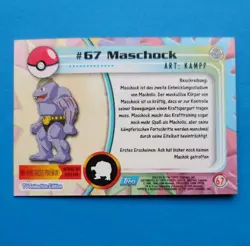 TV Animation, 67 Maschock, Holo, Blue Logo, Pokemon Karte Topps Series 1, 1999 - Image 3