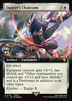 Mint/Near-Mint, English - 1 x MTG Dancer's Chakrams - Extended Art Commander: Fi - Image 1