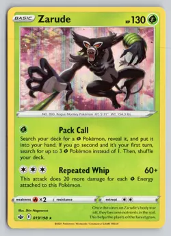 ZARUDE 019/198 HOLO RARE CHILLING REIGN POKEMON HOLO NM - Image 1