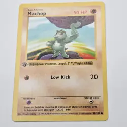 Near Mint | 1st Edition Base Set Shadowless | Machop 52/102 | Pokemon Card - Image 2