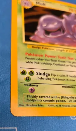 Pokemon Card Muk Fossil Holo Rare Unlimited Edition 13/62 LP Condition - Image 4