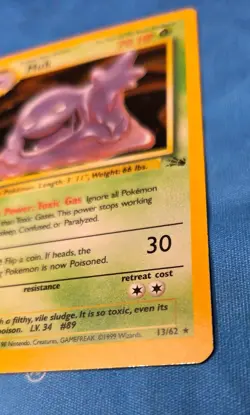 Pokemon Card Muk Fossil Holo Rare Unlimited Edition 13/62 LP Condition - Image 5