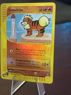 Growlithe 80/147 Aquapolis 2002 Reverse Holo Pokemon Card TCG LP-MP - Image 4