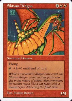 Shivan Dragon (Portuguese Copyright) 5th Edition HEAVILY PLD CARD ABUGames - Image 1