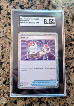 Switch Trainer Holo Pokemon Card SGC 8.5 Venusaur Lugia Deck 029/034 2023 Damage - Image 1