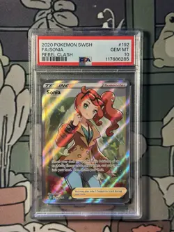2020 POKEMON SWORD & SHIELD REBEL CLASH #192 FULL ART/SONIA PSA 10 - Image 1